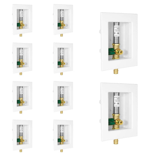 10 Pcs 1/2" PEX Expansion (F1960) Inlet, Ice Maker Outlet Box, with Stainless Steel Arrestor