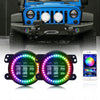 SPDZ1 Oculus 7" RGB LED Headlights with LED RGB Fog Light Kit – App Controlled Multi-Mode Halo