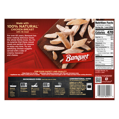 Banquet Chicken Nuggets With Mac & Cheese, Frozen Meal
