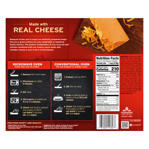 Banquet Family Size Creamy Sauce with Broccoli and Chicken Over Rice, Frozen Meal