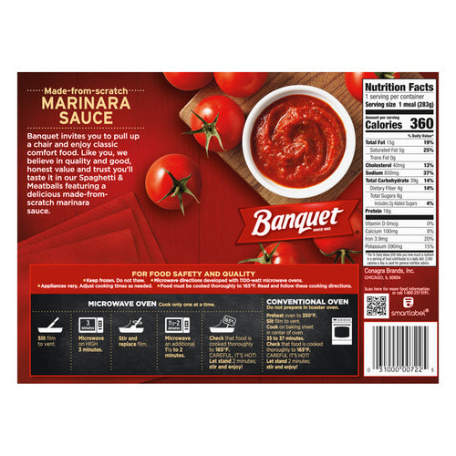 Banquet Spaghetti and Meatballs, Frozen Meal