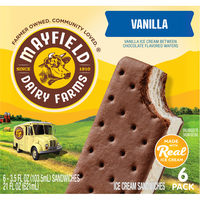 Mayfield Dairy Farms Vanilla Ice Cream Sandwiches
3.5 fl oz 6 x 3.5 fl oz