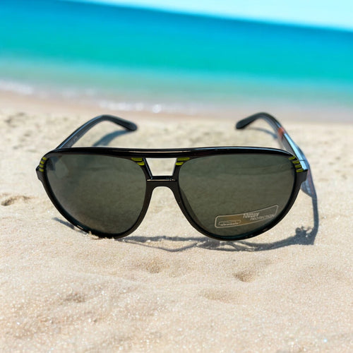 Mountain Shades Audio9 Sunglasses, Black with Yellow Accents
