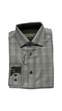 Leo and Zachary - Boys' Plaid Dress Shirt, Stone Pattern