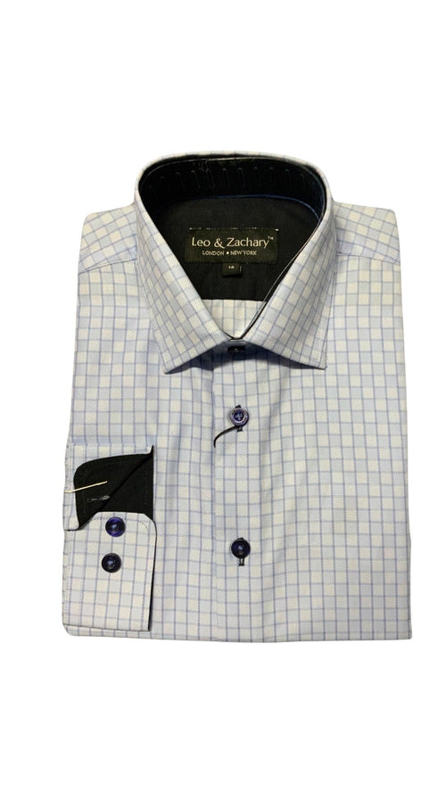 Leo and Zachary - Boys' Sky Mini Check Dress Shirt