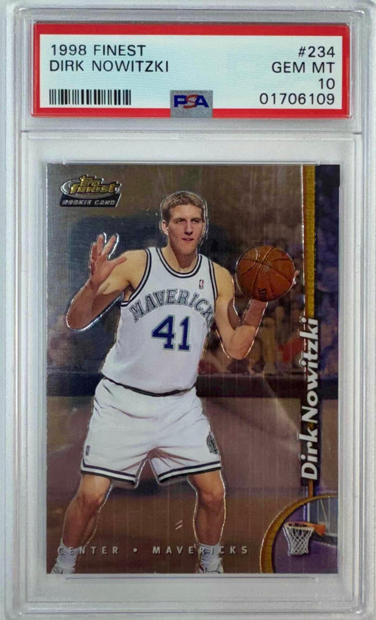 Graded 1998-99 Topps Finest Dirk Nowitzki #234 Rookie RC Basketball Card PSA 10 Gem Mint