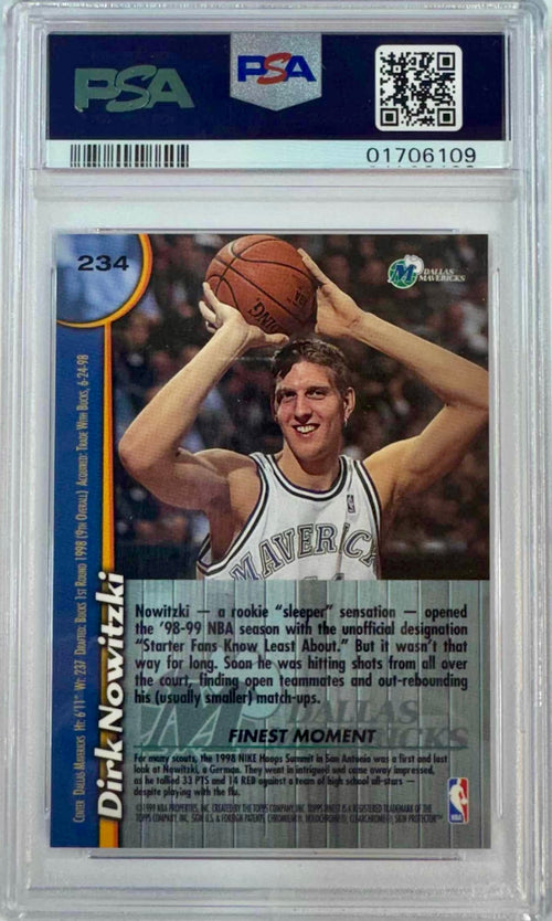 Graded 1998-99 Topps Finest Dirk Nowitzki #234 Rookie RC Basketball Card PSA 10 Gem Mint