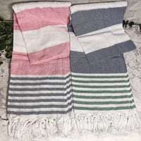 Mediterranean Cotton Bath Towel 180GSM Lightweight Gray Blue Summer