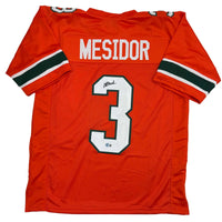 Autographed/Signed Akheem Mesidor Miami Orange College Football Jersey Beckett BAS COA