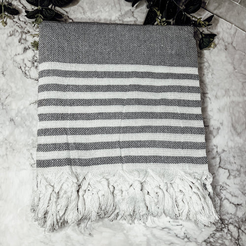 Mediterranean Cotton Bath Towel 180GSM Lightweight Gray Blue Summer