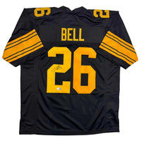 Autographed/Signed Le'Veon LeVeon Bell Pittsburgh Black Color Rush Football Jersey JSA COA