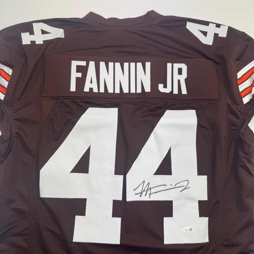 Autographed/Signed Harold Fannin Jr. Cleveland Football Brown Jersey JSA COA