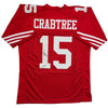 Autographed/Signed Michael Crabtree San Francisco Red Football Jersey Beckett BAS COA