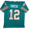 Autographed/Signed Bob Griese Miami Teal Football Jersey JSA COA