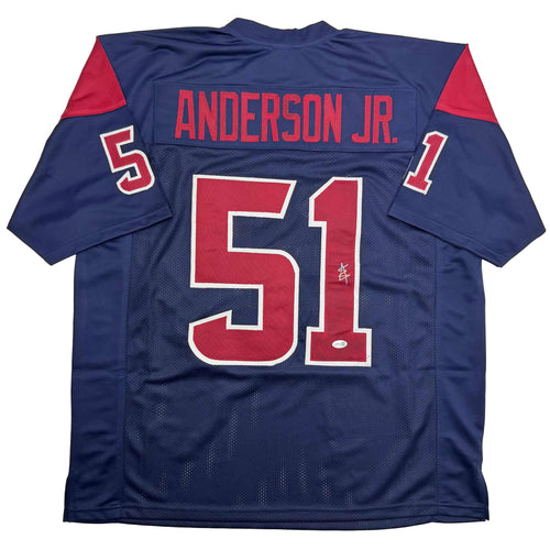 Autographed/Signed Will Anderson Jr. Houston Blue Alternate Football Jersey JSA COA