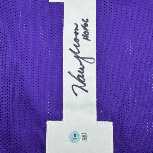 Autographed/Signed Warren Moon HOF 06 Minnesota Purple Football Jersey Beckett BAS COA