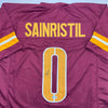 Autographed/Signed Mike Sainristil Washington Burgundy Football Jersey Beckett BAS COA
