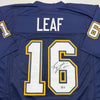 Autographed/Signed Ryan Leaf San Diego Dark Blue Football Jersey Beckett BAS COA