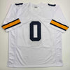 Autographed/Signed Mike Sainristil Michigan White College Football Jersey Beckett BAS COA