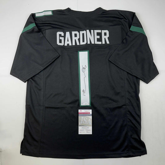 Autographed/Signed Ahmad Sauce Gardner New York Black Football Jersey Beckett BAS COA