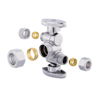 10 Pcs 5/8" OD Compr. x 3/8" OD Compr. x 3/8" OD Compr. Dual Stop Valve, 1/4 Turn (Lead Free) Plumbingsell