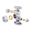 5/8" ODx 3/8" OD Compr. x 1/4" OD Compr. Dual Stop Valve, 1/4 Turn (Lead Free) Plumbingsell