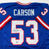 Autographed/Signed Harry Carson New York Blue Football Jersey Beckett BAS COA