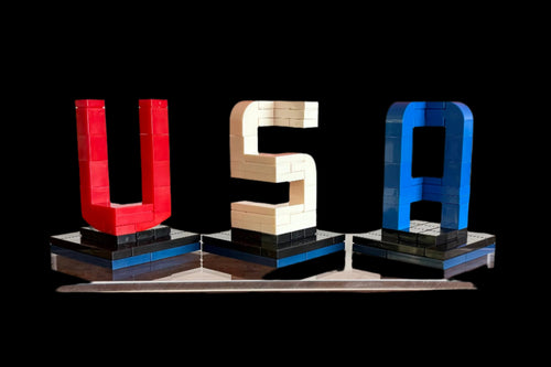 Buildable 3D "USA" Letters – Brick-Compatible Brick Kit