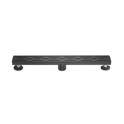Linear Shower Drain 36" with Removable Grate, Matte Black Polished 304 Stainless Steel Shower Drain, Shower Drain, Floor Shower Drain with Hair Strainer, Adjustable Levelingft