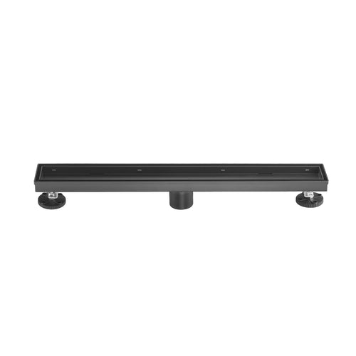 Linear Shower Drain 24" Comes with Matte Black Polished 2 in 1 Panels, Tile Insert Shower Drain, Equipped with Adjustableft,Hair Filters