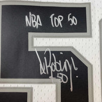 Autographed/Signed David Robinson NBA Top 50 San Antonio Spurs White Authentic M&N Basketball Jersey Beckett BAS COA