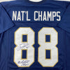 Autographed/Signed Tony Rice 1988 National Champions Notre Dame Blue College Football Jersey JSA COA