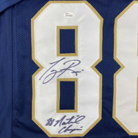 Autographed/Signed Tony Rice 1988 National Champions Notre Dame Blue College Football Jersey JSA COA