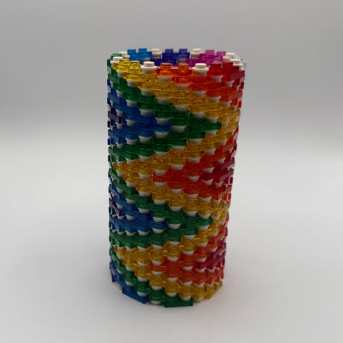 Semi-Transparent Rainbow Zig Zag Skinny Modular Vase – Brick-Compatible