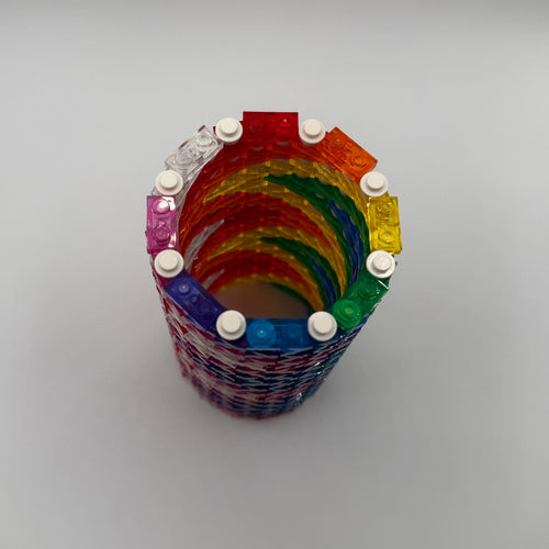 Semi-Transparent Rainbow Zig Zag Skinny Modular Vase – Brick-Compatible