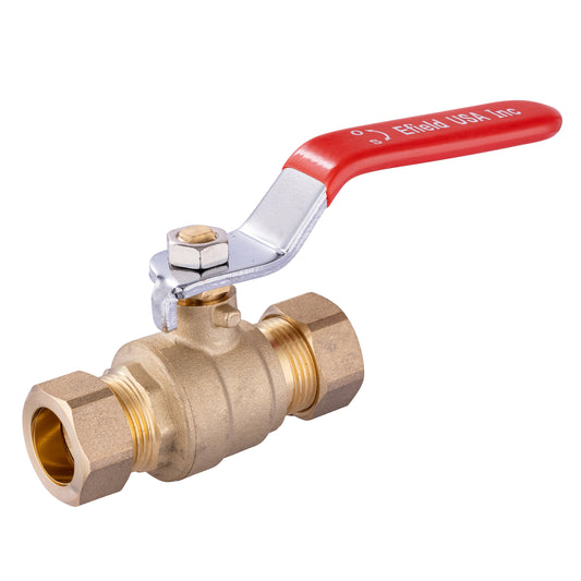 1/2" Compression Ball Valve, Red (Lead Free)