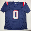 Autographed/Signed Christian Gonzalez New England Blue Football Jersey Beckett BAS COA