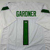 Autographed/Signed Ahmad Sauce Gardner New York White Football Jersey Beckett BAS COA