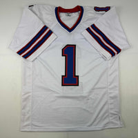 Autographed/Signed Coach Marv Levy HOF 01 Buffalo White Football Jersey Beckett BAS COA