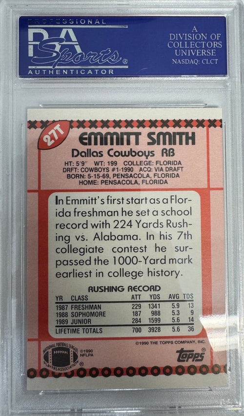 Graded 1990 Topps Traded Emmitt Smith #27T Rookie RC Football Card PSA 10 Gem Mint