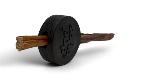 Hockey Puck Bully Stick Holder - Durable Rubber Treat Holder & Chew Toy USA