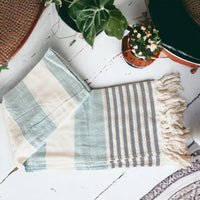 Mediterranean Cotton Bath Towel 180GSM Lightweight Gray Blue Summer