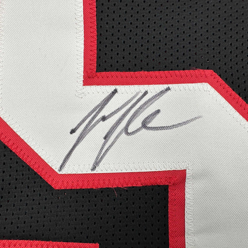 Autographed/Signed Jessie Tuggle Atlanta Black Football Jersey JSA COA