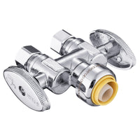 1/2" Push Connect x Dual 3/8" OD Compr. Compr. Straight Stop Valve, 1/4 Turn (Lead Free)