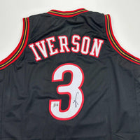 Autographed/Signed Allen Iverson Philadelphia Black Basketball Jersey Beckett BAS COA