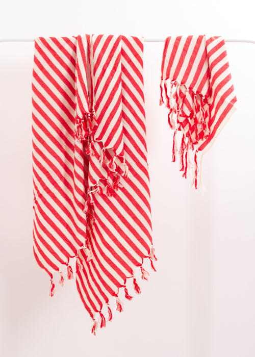 Girit Red Cotton Linen Towel