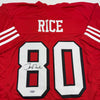 Autographed/Signed Jerry Rice San Francisco Red Alternate Football Jersey Tristar COA