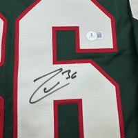 Autographed/Signed Mats Zuccarello Minnesota Green Hockey Jersey Beckett BAS COA