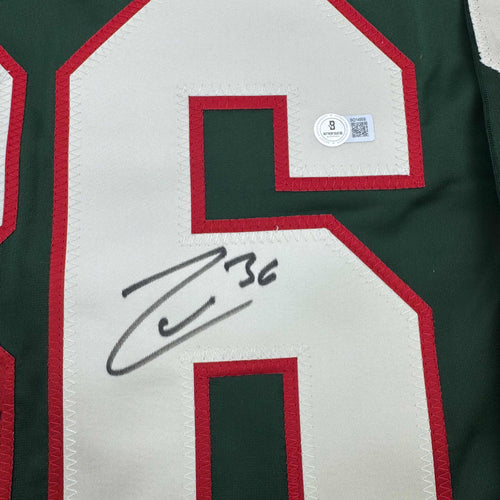 Autographed/Signed Mats Zuccarello Minnesota Green Hockey Jersey Beckett BAS COA