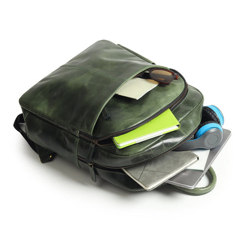 Luxury Italian Leather Backpack, Green